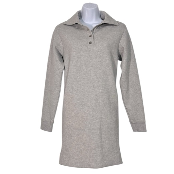 FRAME Women’s Strong Shoulder Grey Collared Mini Sweater Shirt Dress Size XS - Picture 4 of 10